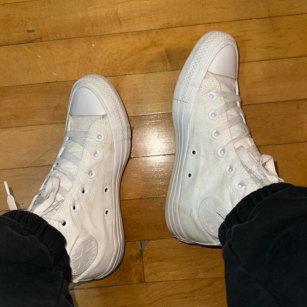 All White Converse High Tops